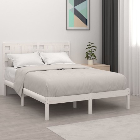 Estructura de cama doble pequeña madera maciza blanca 120x190cm de , Camas y somieres - Ref: Foro24-3104189, Precio: 126,54 €...