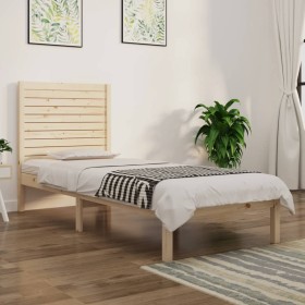 Estructura de cama madera maciza 75x190 cm de , Camas y somieres - Ref: Foro24-3104568, Precio: 95,19 €, Descuento: %