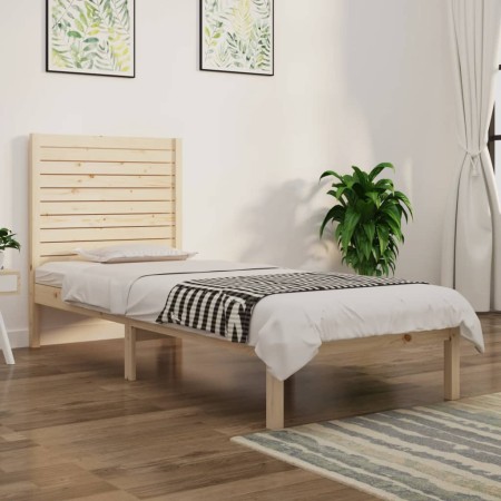 Estructura de cama madera maciza 75x190 cm de , Camas y somieres - Ref: Foro24-3104568, Precio: 95,19 €, Descuento: %