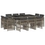 Set de comedor de jardín 11 pzas y cojines ratán sintético gris en Conjuntos de jardín | Comprar online en Foru.es