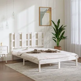 Small double bed frame white solid wood 120x190cm by , Beds and slatted bases - Ref: Foro24-3105571, Price: 125,72 €, Discoun...