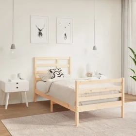 Estructura de cama madera maciza 75x190 cm de , Camas y somieres - Ref: Foro24-3105820, Precio: 87,63 €, Descuento: %