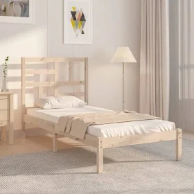 Estructura de cama madera maciza 75x190 cm de , Camas y somieres - Ref: Foro24-3105910, Precio: 85,39 €, Descuento: %