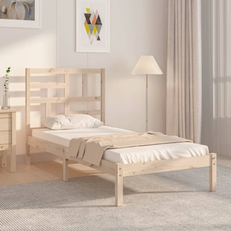 Estructura de cama madera maciza 75x190 cm de , Camas y somieres - Ref: Foro24-3105910, Precio: 86,65 €, Descuento: %