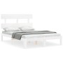 Estructura cama de matrimonio con cabecero madera maciza blanco de , Camas y somieres - Ref: Foro24-3193502, Precio: 128,76 €...