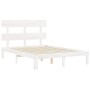 Estructura cama de matrimonio con cabecero madera maciza blanco de , Camas y somieres - Ref: Foro24-3193502, Precio: 128,76 €...