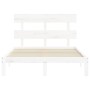 Estructura cama de matrimonio con cabecero madera maciza blanco de , Camas y somieres - Ref: Foro24-3193502, Precio: 128,76 €...