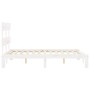 Estructura cama de matrimonio con cabecero madera maciza blanco de , Camas y somieres - Ref: Foro24-3193502, Precio: 128,76 €...