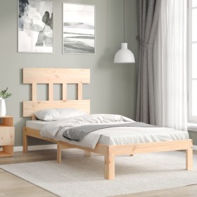 Estructura de cama con cabecero madera maciza de , Camas y somieres - Ref: Foro24-3193561, Precio: 88,84 €, Descuento: %