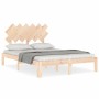 Estructura de cama de matrimonio con cabecero madera maciza de , Camas y somieres - Ref: Foro24-3193701, Precio: 129,01 €, De...