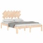 Estructura de cama de matrimonio con cabecero madera maciza de , Camas y somieres - Ref: Foro24-3193701, Precio: 129,01 €, De...