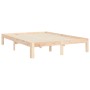 Estructura de cama de matrimonio con cabecero madera maciza de , Camas y somieres - Ref: Foro24-3193701, Precio: 129,01 €, De...