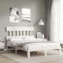 Estructura de cama con cabecero madera maciza blanco 140x190 cm de , Camas y somieres - Ref: Foro24-3193577, Precio: 139,90 €...