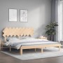 Estructura de cama de matrimonio con cabecero madera maciza de , Camas y somieres - Ref: Foro24-3193741, Precio: 156,70 €, De...