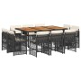 Set de comedor jardín 11 pzas con cojines ratán sintético negro en Conjuntos de jardín | Comprar online en Foru.es