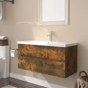 Mueble de baño con lavabo madera contrachapada roble ahumado de , Tocadores de baño - Ref: Foro24-3152879, Precio: 218,86 €, ...