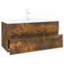 Mueble de baño con lavabo madera contrachapada roble ahumado de , Tocadores de baño - Ref: Foro24-3152879, Precio: 236,13 €, ...