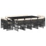 Set comedor de jardín con cojines 13 pzas ratán sintético negro en Conjuntos de jardín | Comprar online en Foru.es