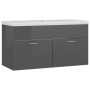 Mueble con lavabo madera de ingeniería gris brillante de , Tocadores de baño - Ref: Foro24-3070846, Precio: 223,98 €, Descuen...