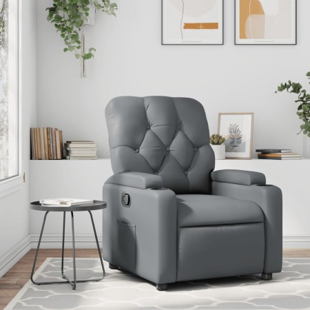 Sillón reclinable de cuero sintético gris de , Sillones - Ref: Foro24-372506, Precio: 203,41 €, Descuento: %