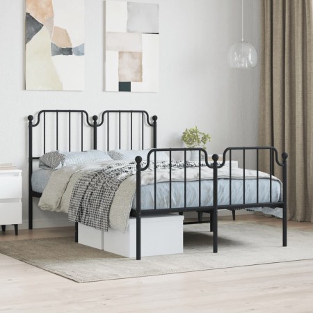 Estructura de cama con cabecero y estribo metal negro 120x190cm de , Camas y somieres - Ref: Foro24-373902, Precio: 100,79 €,...