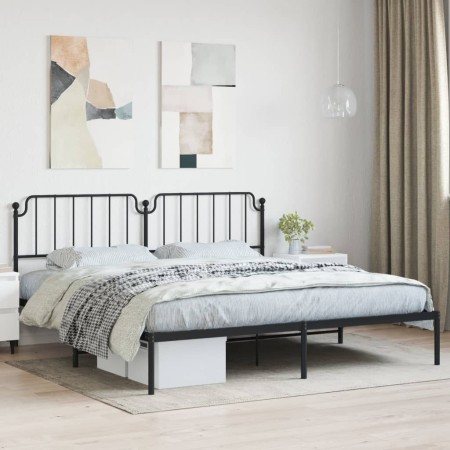 Estructura de cama con cabecero metal negro 193x203 cm de , Camas y somieres - Ref: Foro24-373893, Precio: 101,28 €, Descuent...