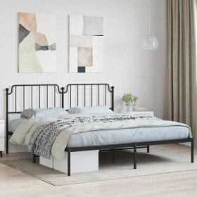 Estructura de cama con cabecero metal negro 180x200 cm de , Camas y somieres - Ref: Foro24-373891, Precio: 106,59 €, Descuent...