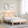 Estructura de cama con cabecero madera maciza 140x190 cm de , Camas y somieres - Ref: Foro24-3193511, Precio: 121,63 €, Descu...
