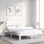 Estructura cama de matrimonio con cabecero madera maciza blanco de , Camas y somieres - Ref: Foro24-3193697, Precio: 132,33 €...
