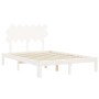 Estructura cama de matrimonio con cabecero madera maciza blanco de , Camas y somieres - Ref: Foro24-3193697, Precio: 132,33 €...