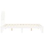 Estructura cama de matrimonio con cabecero madera maciza blanco de , Camas y somieres - Ref: Foro24-3193697, Precio: 132,33 €...