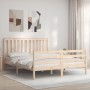 Estructura de cama de matrimonio con cabecero madera maciza de , Camas y somieres - Ref: Foro24-3194251, Precio: 154,36 €, De...