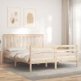 Estructura de cama de matrimonio con cabecero madera maciza de , Camas y somieres - Ref: Foro24-3194251, Precio: 154,36 €, De...