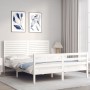 Estructura de cama con cabecero madera maciza blanco 160x200 cm de , Camas y somieres - Ref: Foro24-3195037, Precio: 177,34 €...