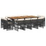 Set comedor de jardín con cojines 13 pzas ratán sintético negro en Conjuntos de jardín | Comprar online en Foru.es