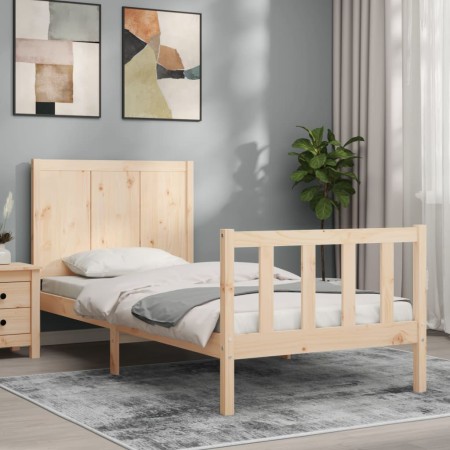 Estructura de cama individual con cabecero madera maciza de , Camas y somieres - Ref: Foro24-3192581, Precio: 106,26 €, Descu...