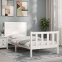Estructura de cama con cabecero madera maciza blanco 100x200 cm de , Camas y somieres - Ref: Foro24-3192742, Precio: 144,87 €...