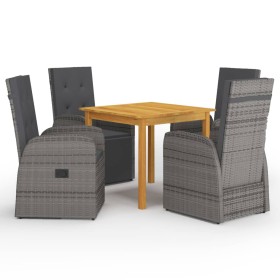 Juego de comedor para jardín 5 piezas gris de , Conjuntos de jardín - Ref: Foro24-3067720, Precio: 879,79 €, Descuento: %
