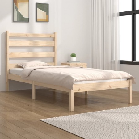 Estructura de cama madera maciza de pino 90x190 cm de , Camas y somieres - Ref: Foro24-3103613, Precio: 81,64 €, Descuento: %