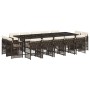 Set comedor de jardín y cojines 15 pzas ratán sintético marrón en Conjuntos de jardín | Comprar online en Foru.es