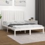 Estructura de cama doble pequeña madera maciza blanca 120x190cm de , Camas y somieres - Ref: Foro24-3104384, Precio: 126,98 €...
