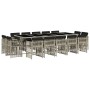 Set comedor jardín y cojines 15 pzas ratán sintético gris claro en Conjuntos de jardín | Comprar online en Foru.es