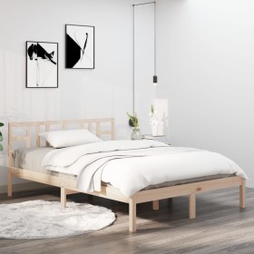 Estructura de cama de matrimonio madera maciza 135x190 cm de , Camas y somieres - Ref: Foro24-3105380, Precio: 132,31 €, Desc...