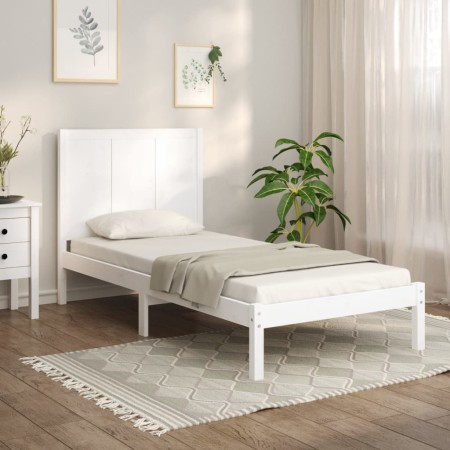 Estructura de cama madera maciza de pino blanco 75x190 cm de , Camas y somieres - Ref: Foro24-3105691, Precio: 114,05 €, Desc...