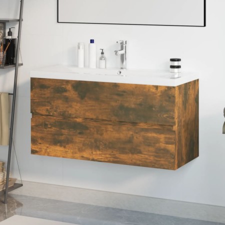 Mueble de baño con lavabo madera contrachapada roble ahumado de , Tocadores de baño - Ref: Foro24-3152882, Precio: 304,24 €, ...