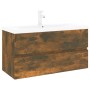 Mueble de baño con lavabo madera contrachapada roble ahumado de , Tocadores de baño - Ref: Foro24-3152882, Precio: 304,24 €, ...
