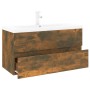 Mueble de baño con lavabo madera contrachapada roble ahumado de , Tocadores de baño - Ref: Foro24-3152882, Precio: 304,24 €, ...