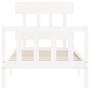 Estructura de cama con cabecero madera maciza blanco 100x200 cm de , Camas y somieres - Ref: Foro24-3193327, Precio: 122,04 €...