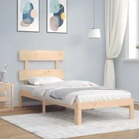 Estructura de cama con cabecero madera maciza de , Camas y somieres - Ref: Foro24-3193496, Precio: 86,67 €, Descuento: %