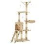 Rascador para gatos con poste de sisal 138 cm huellas beige de vidaXL, Mobiliario para gatos - Ref: Foro24-170581, Precio: 85...